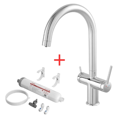 Baterie bucătărie pentru apă filtrată Ferro Filtrata cu filtru carbune activ si nanosilver